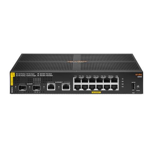 HPE Aruba Networking Aruba 6000 12G Class4 PoE 2G/2SFP 139W Géré L3 Gigabit Ethernet (10/100/1000) Connexion Ethernet, supportant l'alimentation via ce port (PoE) 1U - R8N89A#ABA