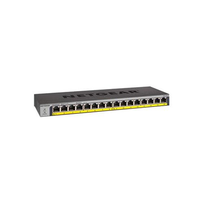 NETGEAR GS116PP Non-géré Gigabit Ethernet (10/100/1000) Connexion Ethernet, supportant l'alimentation via ce port (PoE) Noir - GS116PP-100NAS