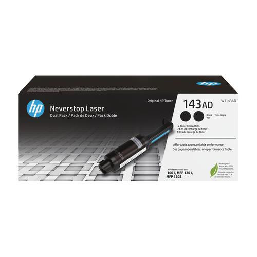 HP Kit de recharge de toner noir Neverstop authentique 143AD (double pack) - W1143AD