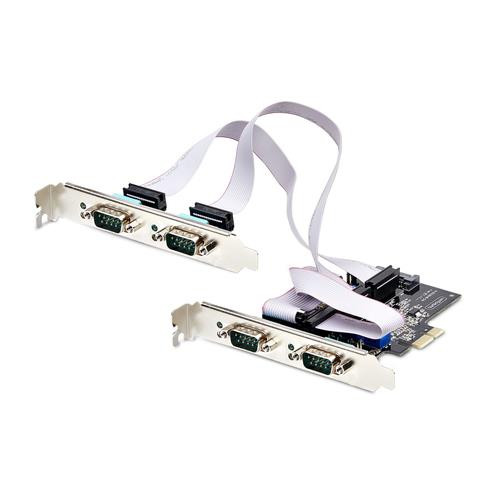 StarTech.com Carte Série PCI Express à 4 Ports - Adaptateur/Carte PCIe à 4 Ports vers RS232/RS422/RS485 (DB9), Support Bas-Profil Inclus, UART 16C1050, Windows/Linux, Conformité TAA - Protection ESD de niveau 4 - PS74ADF-SERIAL-CARD