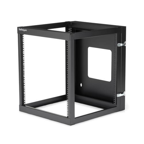 StarTech.com Rack Réseau Mural à Charnières 4 Montants 12U, Rack 19" à Cadre Ouvert avec Profondeur de Montage de 50,2cm, Rack de Données Pivotant à Montage Mural pour Matériel IT/AV - RK1219WALLOH