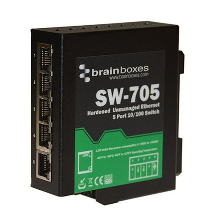 Brainboxes  commutateur réseau Non-géré Fast Ethernet (10/100) Noir - SW-705