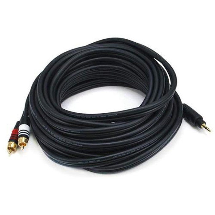 Monoprice 3.5mm/2RCA, 7.62 m câble audio 7,62 m 3,5mm 2 x RCA Noir - 5601