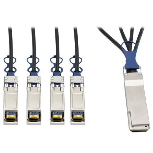 Tripp Lite  câble InfiniBand et à fibres optiques 2 m QSFP+ 4xSFP+ Noir, Bleu, Métallique - N281-02M-BK