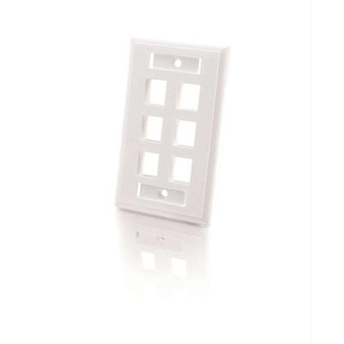 C2G 6-Port Multimedia Keystone Wall Plate - White Blanc - 03414