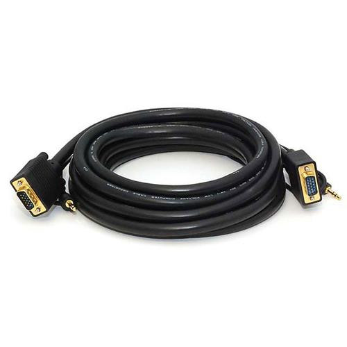 Monoprice VGA-3.5mm/VGA-3.5mm, M/M, 4.572 m 4,572 m VGA (D-Sub) + 3,5 mm Noir - 3339