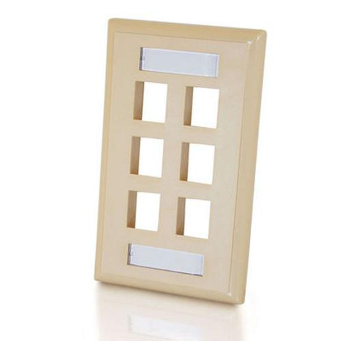 C2G 6-Port Multimedia Keystone Wall Plate - Ivory Ivoire - 03714