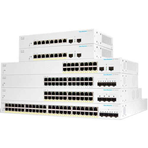Cisco CBS220-48P-4G Géré L2 Gigabit Ethernet (10/100/1000) Connexion Ethernet, supportant l'alimentation via ce port (PoE) Blanc - CBS220-48P-4G-NA