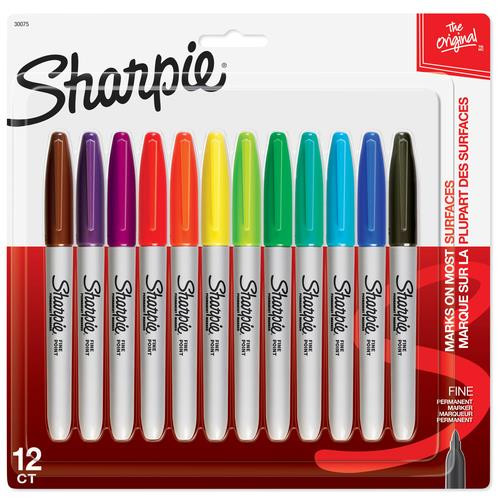 Sharpie  marqueur indélébile Pointe fine Couleurs assorties 12 pièce(s) - 30075PP