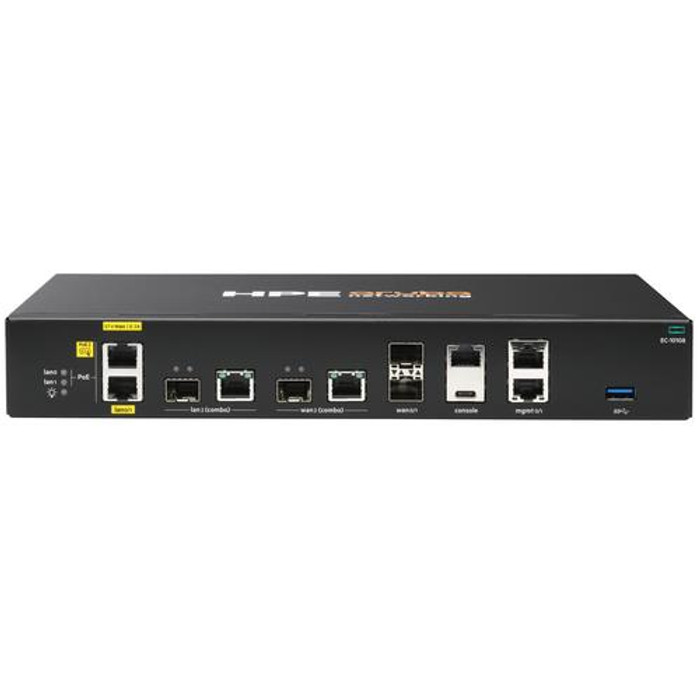 HPE Aruba Networking EdgeConnect 10108 1G 2x SFP 2x Combo 1G 2x RJ45 PoE+ SD-WAN Gateway - S0E23A
