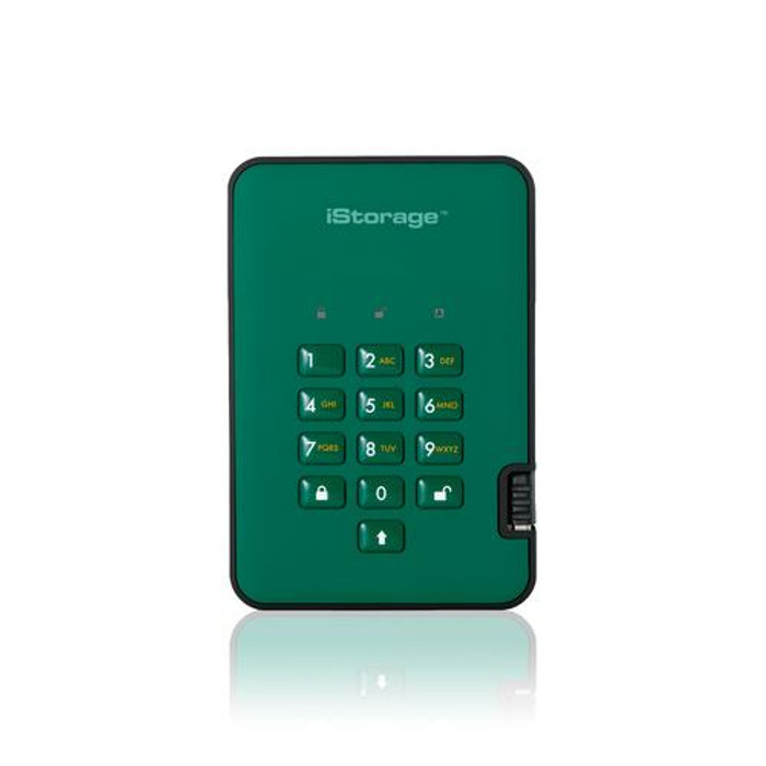 iStorage diskAshur2 256-bit 4TB USB 3.2 secure encrypted solid-state drive - Green - IS-DA2-256-SSD-4000-GN