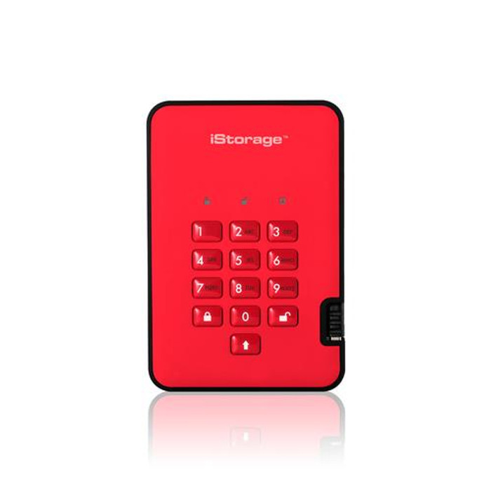 iStorage diskAshur2 256-bit 5TB USB 3.2 secure encrypted hard drive - Red - IS-DA2-256-5000-R