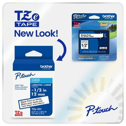 Brother  ruban d'étiquette Noir sur blanc TZe - TZE211G