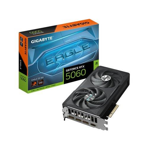 GIGABYTE GeForce RTX 5060 EAGLE OC 8G Carte Graphique - 8GB GDDR7, 128bit, PCI-E 5.0, 2550 MHz Fréquence du cœur, 3 x DisplayPort, 1 x HDMI, - GV-N5060EAGLE OC-8GD