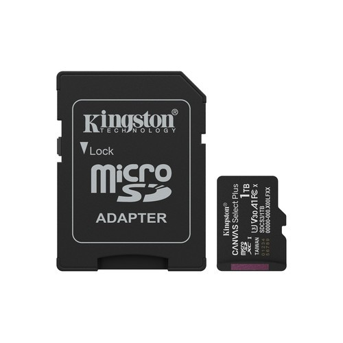 Kingston Technology 1TB microSDXC Canvas Select Plus Gen3 150MB/s A1 (Adaptateur SD inclus) - SDCS3/1TB