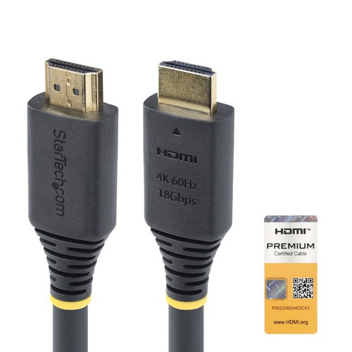 StarTech.com Câble HDMI Haut Débit Actif de 15m, 4K 60Hz/1440p 144Hz, HDR10/HDCP 2.2/ARC, 18Gbps, Cordon HDMI, UHD HDMI 2.0 pour TV/Moniteur/Écran, Gaine TPE - HDMI2-CABLE-4K60-15M