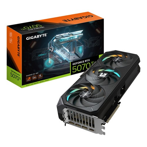 GIGABYTE GeForce RTX 5070 Ti GAMING OC 16G Carte Graphique - 16 Go GDDR7, 256 bits, PCI-E 5.0, 2588 MHz Core Clock, 3 x DP 2.1a, 1 x HDMI 2.1b, NVIDIA DLSS 4, - GV-N507TGAMING OC-16GD