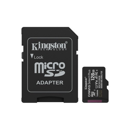 Kingston Technology 128GB microSDXC Canvas Select Plus Gen3 150MB/s A1 (Adaptateur SD inclus) - SDCS3/128GB