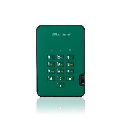 iStorage diskAshur2 256-bit 1TB USB 3.2 secure encrypted solid-state drive - Green - IS-DA2-256-SSD-1000-GN
