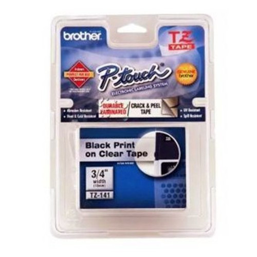 Brother  ruban d'étiquette Noir sur transparent TZe - TZE141G