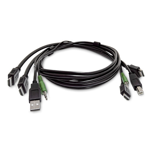 StarTech.com SK2HDMMKVM06-TAA – Câble KVM Double HDMI de 1,8 m, USB 2.0, Audio 3,5 mm, Câble Combiné Universellement Compatible pour Switch KVM, Conforme TAA
