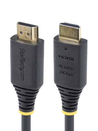 StarTech.com HDMI2-CABLE-4K60-8F – Câble HDMI Haut Débit Certifié Premium de 2,4m, 4K 60 Hz/1440p 144 Hz, HDR10/HDCP 2.2/ARC, 18 Gbps, Câble UHD HDMI 2.0 pour Téléviseur/Moniteur/Écran, Gaine en TPE