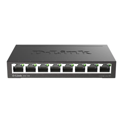 D-Link  commutateur réseau Non-géré L2 Gigabit Ethernet (10/100/1000) Bureau Noir - DGS-108