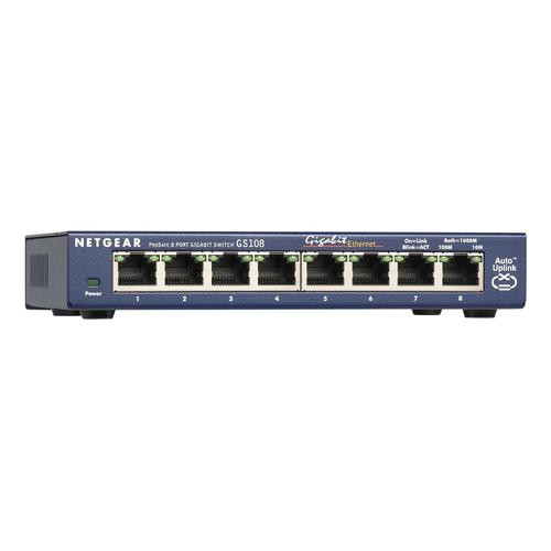 NETGEAR GS108 Non-géré Gigabit Ethernet (10/100/1000) Bureau Bleu - GS108-400NAS