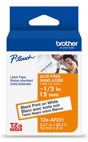 Brother  ruban d'étiquette Noir sur blanc TZe - TZEAF231G