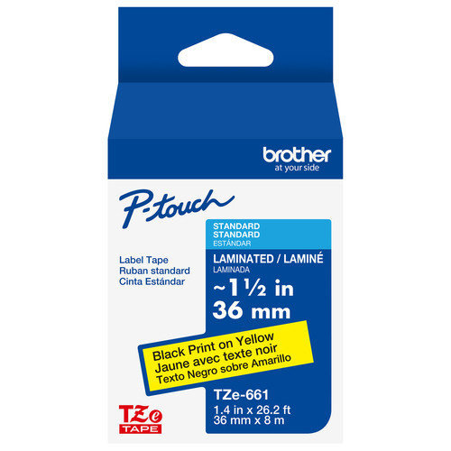 Brother  ruban d'étiquette Noir sur jaune TZe - TZE661G
