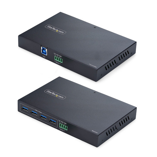 StarTech.com Extension USB 3.0 à 4 Ports sur Ethernet Jusqu'à 100m via un Câble RJ45 Cat6a / Cat7 / Cat8, Extension pour Périphériques USB Distants, Hub 4xUSB-A 5 Gbps, TAA - C10043-USB-EXTENDER