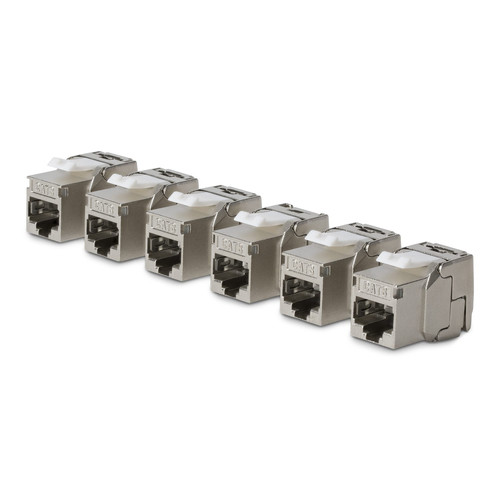 StarTech.com Jack Keystone Cat8, Lot de 6 Prises Ethernet RJ45 Keystone, Prise Murale STP Cat8, 180 Degrés Sans Outil - C8KEYSTP1806PK