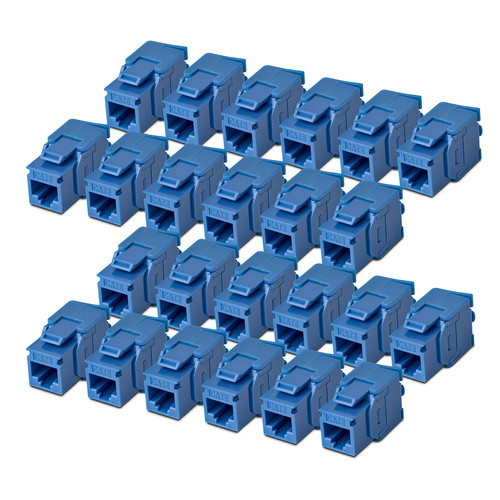 StarTech.com Jack Keystone Cat6, Lot de 24 Prises Ethernet RJ45 Keystone, Prise Murale UTP Cat6, 180 Degrés Sans Outil, Bleu - C6KEYTL180BL24PK