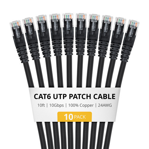 StarTech.com  câble de réseau Noir 3 m Cat6 U/UTP (UTP) Rond - CAT6UTP10FTBK10PK