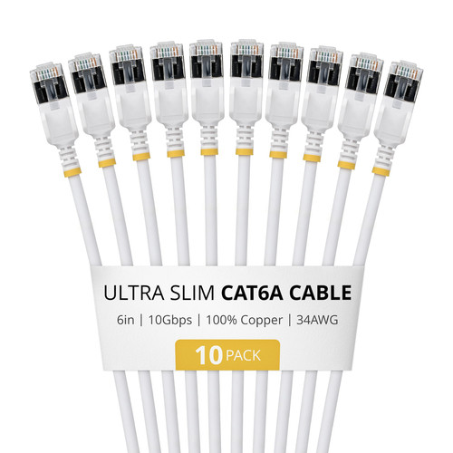 StarTech.com  câble de réseau Blanc 0,152 m Cat6a U/FTP (STP) Rond - 6ASTP34WHS6IN10PK