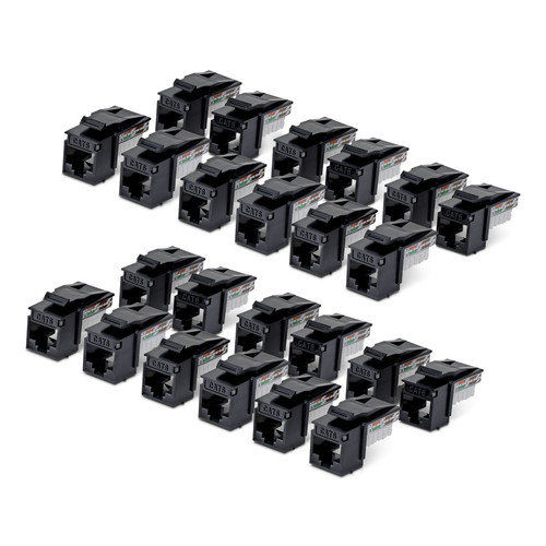 StarTech.com Jack Keystone Cat6, Lot de 24 Prises Ethernet RJ45 Keystone, Prise Murale UTP Cat6, Connecteur à 90 Degrés 110 Punch Down, Noir - C6KEY110BK24PK