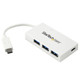 StarTech.com Hub USB-C à 4 Ports avec 1x USB-C & 3x USB-A SuperSpeed - Alimenté par Bus - Hub USB 3.0 Portable - USB 3.2 Gen 1 (5Gbps) Type-C - Blanc - HB30C3A1CFBW