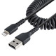 StarTech.com Câble USB vers Lightning de 50cm - Certifié Mfi - Adaptateur USB Lightning Noir, Gaine durable en TPE - Cordon Chargeur Iphone/Lightning Spiralé en Fibre Aramide - Câble USB pour Iphone Très Résistant - RUSB2ALT50CMBC