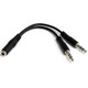 StarTech.com Câble pour séparateur de casque 4 broches de 3,5 mm vers 2 x 3 broches de 3,5 mm - F/M - MUYHSFMM