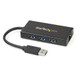 StarTech.com Hub USB 3.0 (5Gbps) portable à 3 ports avec câble intégré plus Gigabit Ethernet - Aluminium - ST3300GU3B