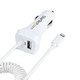 StarTech.com Chargeur Voiture Lightning avec Câble Spiralé - Chargeur Iphone 1m - Double Chargeur USB pour Telephones et Tablettes pour la Voiture - Chargeur Auto Blanc de 12W - USBLT2PCARW2