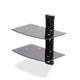 StarTech.com Double Étagère AV Murale Flottante, Support à Hauteur Ajustable pour Sous Télévision, Support Mural pour TV, Organiser l'Équipement A/V sur l'Étagère en Verre Trempé Noir - 2B-WALL-MOUNT-SHELF