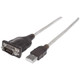Manhattan Câble convertisseur USB-A vers série RS232/COM/DB9, 45 cm, puce Prolific PL-2303RA, noir/argent, garantie 3 ans, équivalent à ICUSB232V2 - 205153
