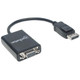 Manhattan Câble convertisseur DisplayPort vers VGA HD15, actif, 15 cm, mâle vers femelle, DP avec verrouillage, noir, garantie à vie, équivalent à DP2VGA2 - 151962
