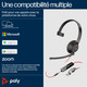 HP Poly Micro-casque monaural USB-C Poly Blackwire 5210 + prise 3,5 mm + adaptateur USB-C/A - 8X230AA