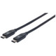 Manhattan Câble USB-C vers USB-C, 50 cm, mâle à mâle, 10 Gbit/s (USB 3.2 Gen 2 / USB 3.1), 3 A (charge rapide), noir, garantie à vie, équivalent à USB31CC50CM - 354899