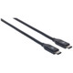 Manhattan Câble USB-C vers USB-C, 50 cm, mâle à mâle, 10 Gbit/s (USB 3.2 Gen 2 / USB 3.1), 3 A (charge rapide), noir, garantie à vie, équivalent à USB31CC50CM - 354899