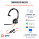 HP Poly Micro-casque Poly Blackwire 3310 monaural USB-C + adaptateur USB-C/A - 8X215AA