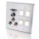 C2G Double Gang HD15 VGA + 3.5mm + Composite Video + Stereo Audio + Keystone Wall Plate Aluminium - 40509