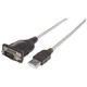 Manhattan Câble convertisseur USB-A vers série RS232/COM/DB9, 45 cm, mâle à mâle, FTDI FT232RL, compatible Windows 11, noir/argent, garantie 3 ans, équivalent à ICUSB2321F - 151856